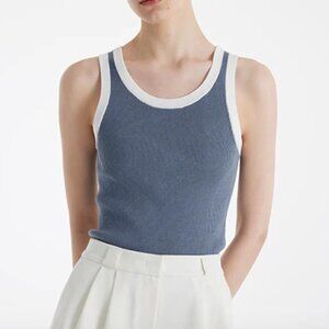 Goelia Acetate Cotton Knitted Striped Tank Top Size L